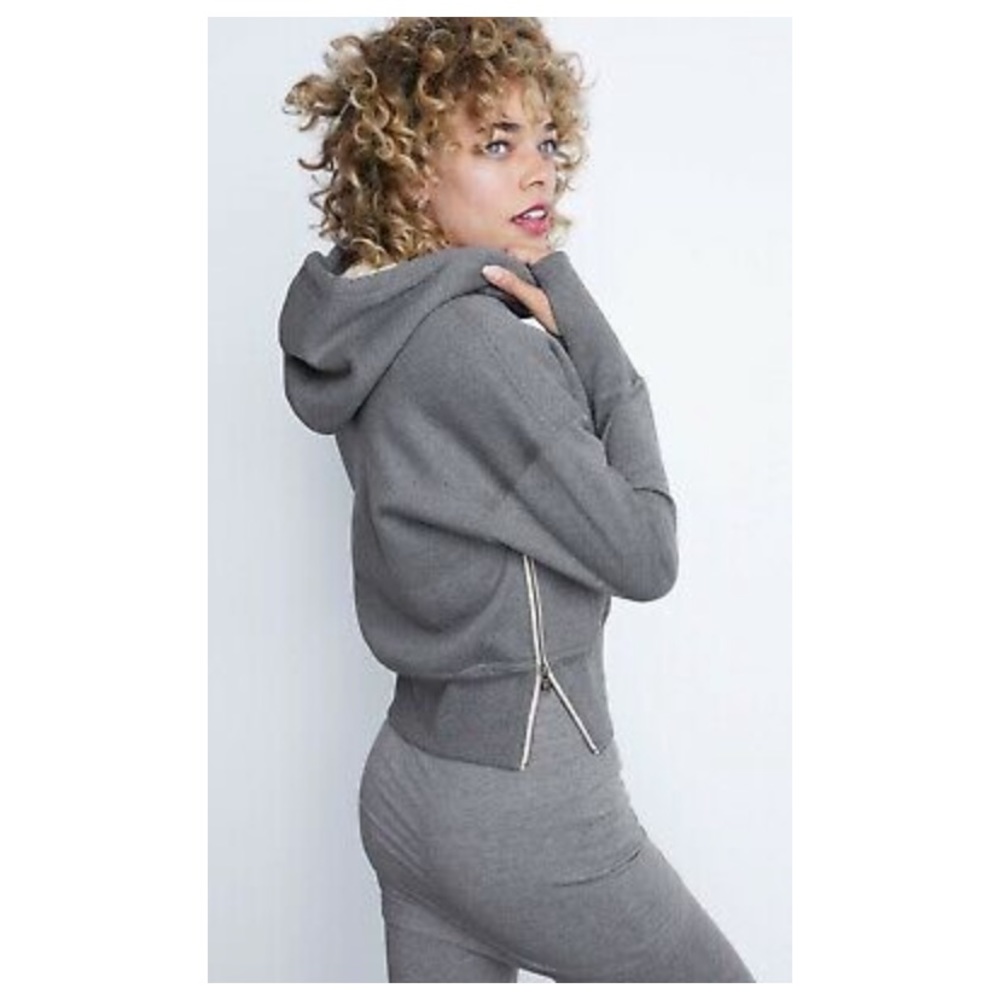 CAbi faux fur lined grey hoodie